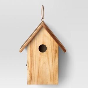 Threshold Natural Wood Birdhouse with Bronze Roof